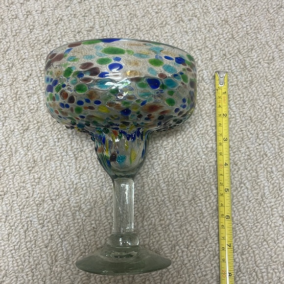 Confetti Recycled Mexican Style Margarita Hand Blown Cocktail Glass - Picture 4 of 7